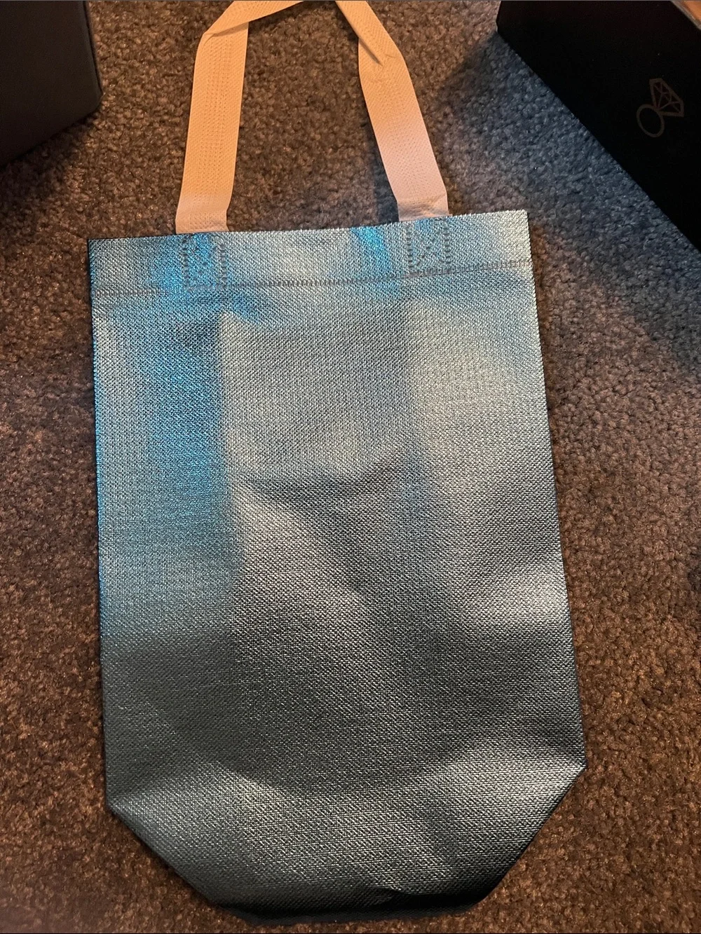 Shimmery Teal Tote Bag with white Handles 21 total used for favors